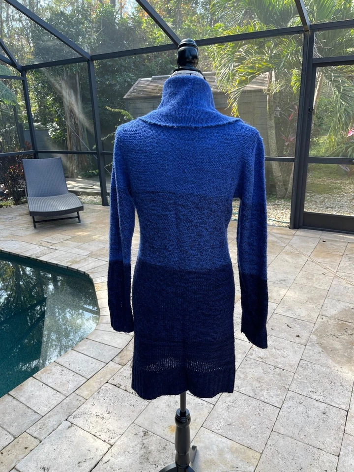 Vestido Suéter ALLISON BRITTNEY Azul Largo Cálido Cuello Alto Talla M Foto 2 de 4
