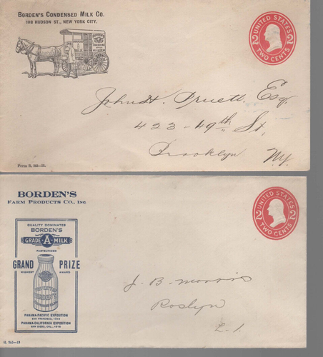 5 GESTEMPELTE UMSCHLÄGE BORDEN'S GRADE A MILCHGÜTESIEGEL SEHR GUTER ZUSTAND U468, U406 & VERSCHIEDENE - Bild 2 von 3