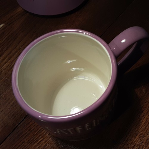 CATFEINATED Motivated By Cats & Coffee Large Lavender Mug Our Name Is Mud Brand - 第 3/5 張圖片