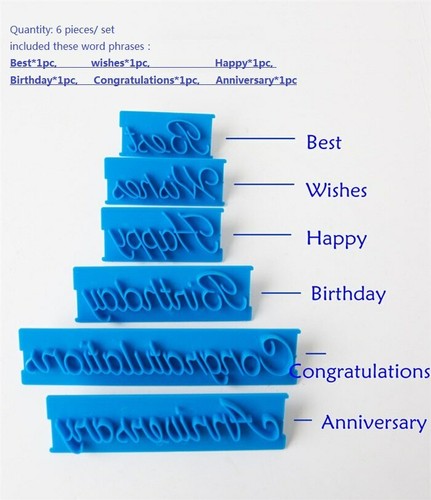 6Pcs Happy Birthday Alphabet Letter Mould Cutter Fondant Mold Cake Plastic UK - Picture 2 of 12