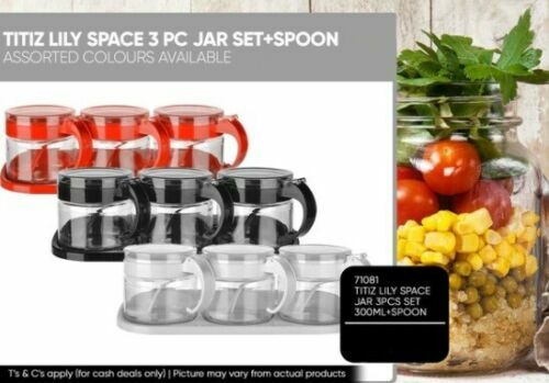 Set of 3 Tea Coffee Sugar Spices Kitchen Storage Canisters Jars Pots Containers - Picture 5 of 13