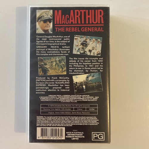 MacArthur The Rebel General (1978) VHS TAPE - Vintage Movie - War Drama - Bild 2 von 7