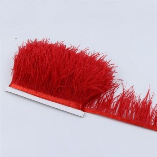 1Meter Ostrich Feather Ribbon Soft Dyed Fringe Trim Clothing Craft Lace Ribbons - Picture 14 of 42