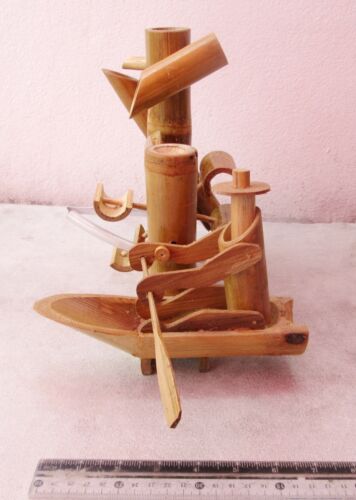 Handmade Bamboo Row Boat Garden Water Fountain - Picture 4 of 7
