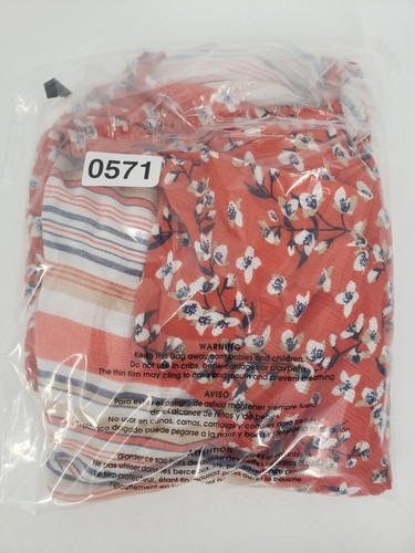 Grace & Emma Floral Striped Cold Shoulder Size L Blouse Colorful Camisole Top - Picture 7 of 7