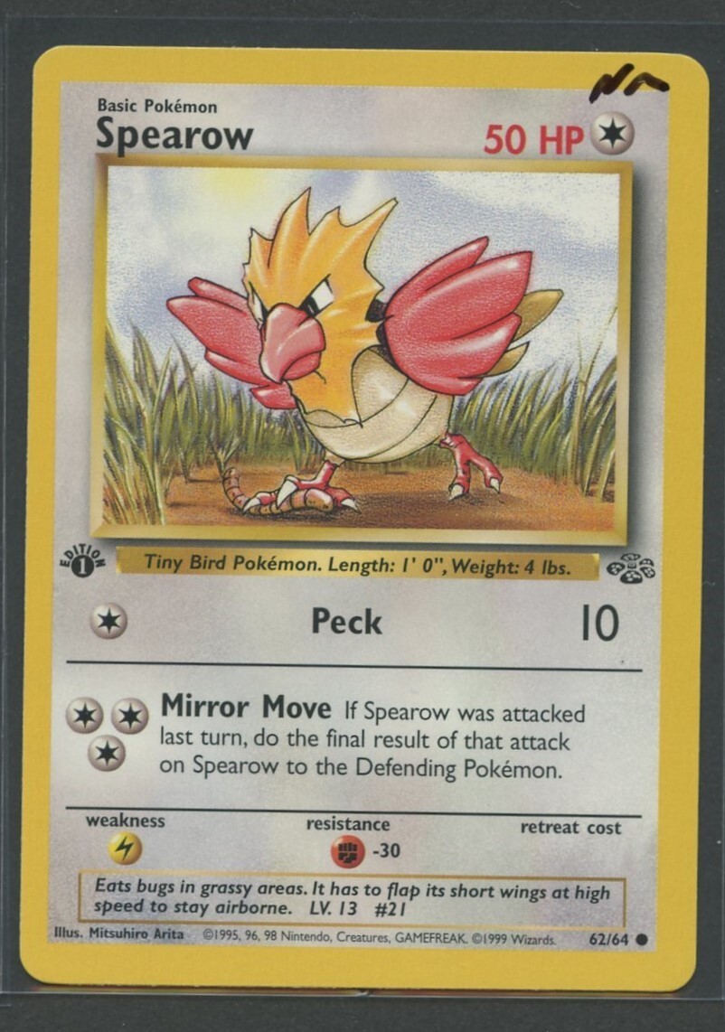 Spearow 1. Edition | Jungle 62/64 | Pokemon Karte EN NM Habitak 1999