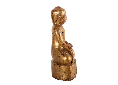 Eine Burmesische Lackierte & Vergoldete Holzfigur Des Buddha Burma 1. H. 20. Jh. - Bild 7 von 11