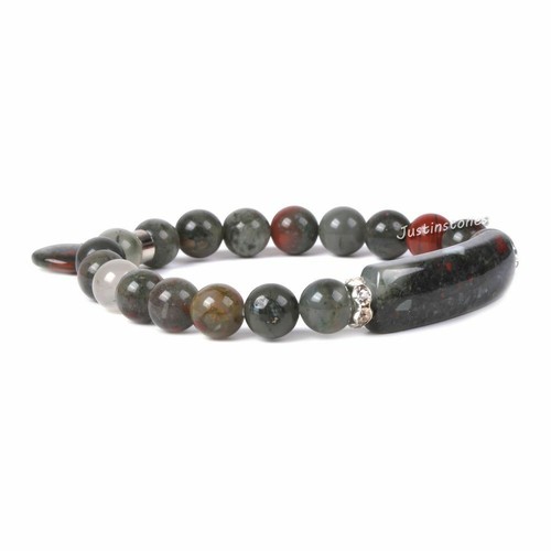Semi-precious gemstone beads Heart Charm stretch bracelet 7" - Picture 147 of 168