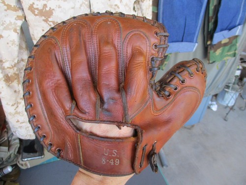 Guanto da softball vintage seconda guerra mondiale 1949 US Military Army, servizi speciali baseball - Foto 7 di 20