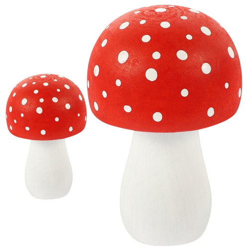 2 Pcs Wooden Mushroom Decors Mushroom Statues Garden Decorations - Picture 10 of 12
