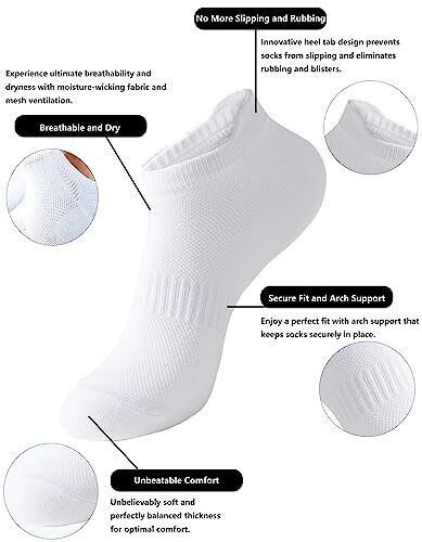 Accfod Damen Söckchen sportlich Laufen tief geschnitten Socken mit Lasche 6 9-11 weiß - Bild 3 von 6