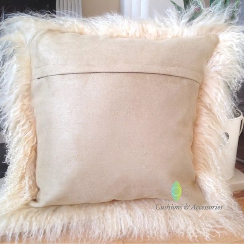 NEW GENUINE MONGOLIAN SHEEPSKIN LONG CURLY LAMB WOOL FUR CUSHION COVER 40CM 45CM - Picture 32 of 44
