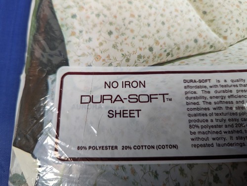 Cannon Dura Soft Cottage Core Floral No Iron Twin Flat Sheet Vintage NOS - Bild 5 von 5