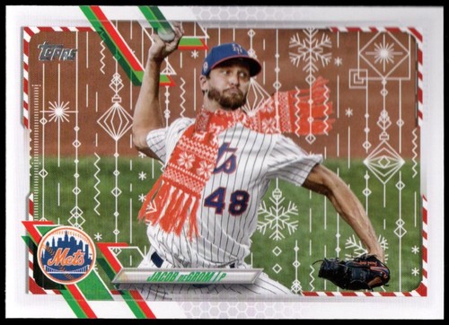2021 Topps Holiday JACOB deGROM "CHRISTMAS SCARF SP PHOTO VARIATION" Card #HW22
