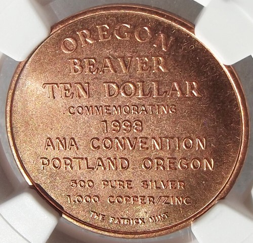 1998 Portland Oregon ANA Convention Medal - MS67 NGC - Beaver Dollar Copy Token - Picture 5 of 7