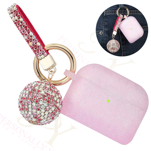 Luxury Airpods Pro Case Cover with Rhinestone Ball Keychain for Apple Airpod Pro - Picture 6 of 13
