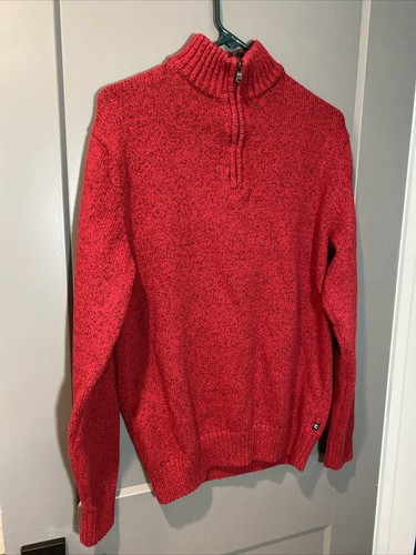 Chaps Mens Red Partial Zip Long Sleeve Mock Neck Sweater Size M - Picture 2 of 6