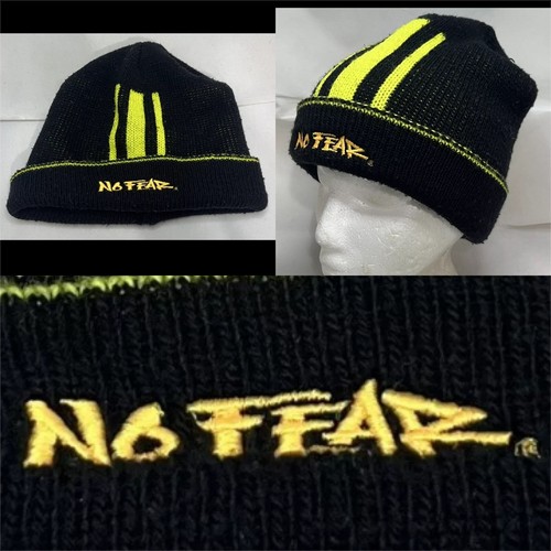 Vtg No Fear Hat Beanie Toque 90s Clothing Brand Company Logo Knit Y2K Cap