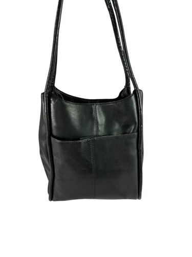 Vintage Genuine HOBO International Black Leather Shoulder Bag Purse - Picture 3 of 12