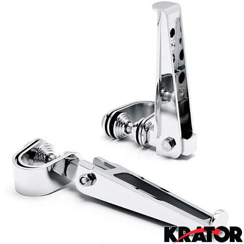Chrome Freeway Bar Foot Pegs and Clamps Compatible with Cruiser Highway Bars 1" - Picture 2 of 4