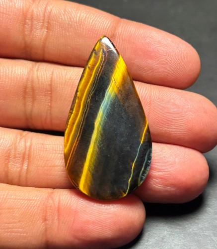 Natural Tiger Eye Cabochon Pear Loose Gemstone For Jewelry Making J 9477 - Picture 5 of 5