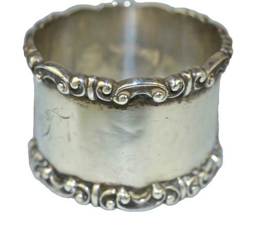 ANTIQUE TOWLE STERLING SILVER SCROLL DESIGN 1 1/8" TALL ROUND NAPKIN RING 23.5g - Picture 3 of 7