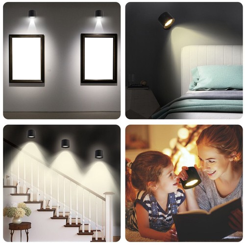 Moderne LED Lampe Wandleuchte 360° Magnetisch Wiederaufladbar Wandleuchte - Picture 3 of 15