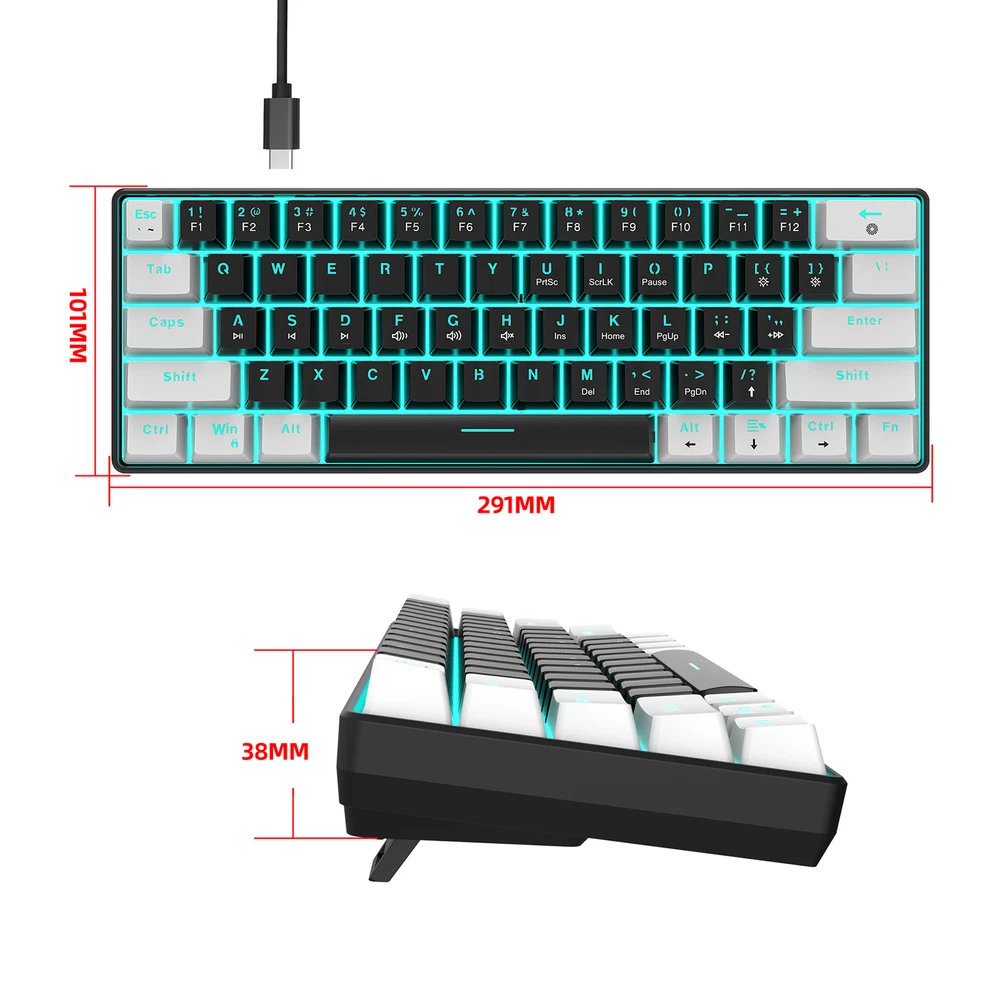 V900 Mechanical Gaming Keyboard 61-Key High-Quality W7I7 Design