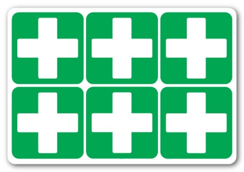  FIRST AID CROSS  Square  health and safety signs  Sticker (6 x 100x100mm) - Picture 4 of 4