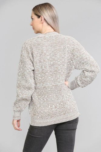 Ladie's Womens Winter Chunky Cable Knit Long Sleeve Aran Crew Neck Warm Cardigan - Picture 24 of 28