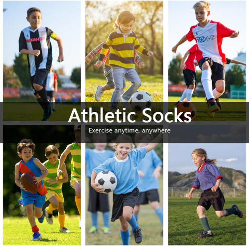 8 Pairs Kids Grip Soccer Socks Non-Slip Grip Pads for Football Sports Socks with - Picture 3 of 5