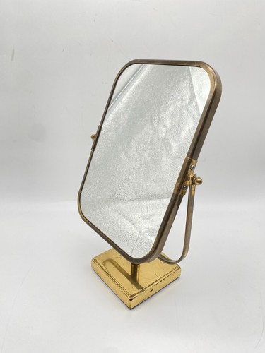 ELEGANTER ART DECO DESIGN KOSMETIKSPIEGEL SCHMINKSPIEGEL MESSING 50ER VINTAGE - Bild 3 von 10