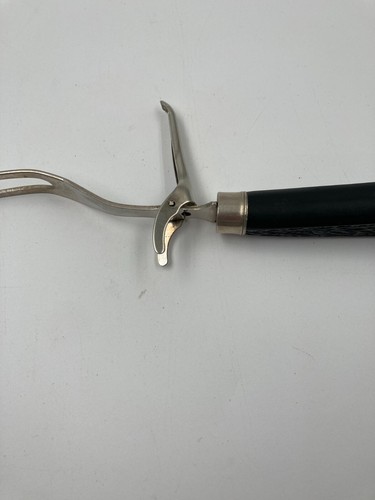 Vintage Meat Carving Fork Wood Pattern Handle Black  11" Long - Picture 4 of 5