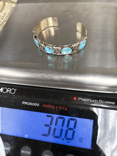 vtg loyalita othole zuni old indian pawn sterling & turquoise Bracelet g951 - Picture 12 of 12