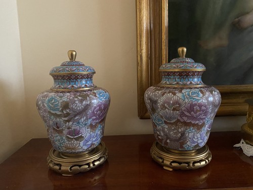 Antique Chinese Cloisonné Vase with Flowers - Picture 7 of 8