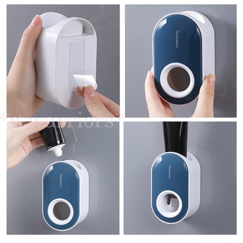Toothbrush Holder Automatic Toothpaste Dispenser Bathroom Wall-mounted Rack - Picture 2 of 15