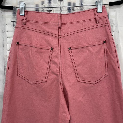 Kate Spade Size 0 Pink Wool Cotton Heather Basket Weave Pants Wide Leg Crop B29 - Picture 9 of 11