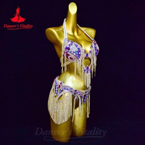 Belly Dance Performance Bra Suit for Customsized Senior AB Stones Bra+belt 2pcs - Picture 17 of 25