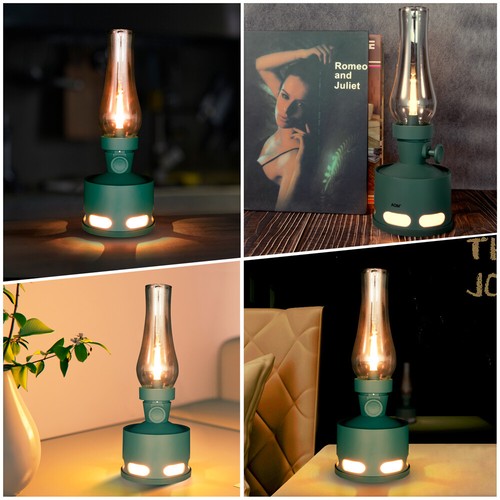 LED Blow Control Retro Kerosene Table Lamp Bed Bedside Night Light Rechargeable - Picture 4 of 10