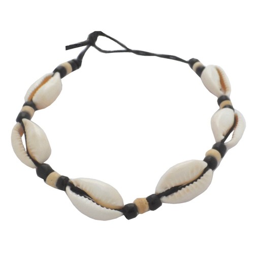 Hawaiian Jewelry Black Cord Cowry Shell Bracelet Anklet Handmade from Maui - 第 1/1 張圖片
