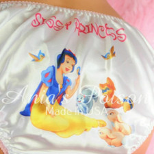 Sissy Satin Panties for MEN - Animals  Snow Princess Print text String Bikini