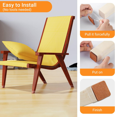 36 Pcs Square Chair Leg Floor Protectors, Felt Furniture Pads for Hardwood Floor - Picture 5 of 12