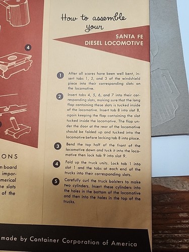 Vintage 50's SANTA FE RAILWAY Streamliner Children's Model Train Punch Out JBDS - Picture 4 of 5