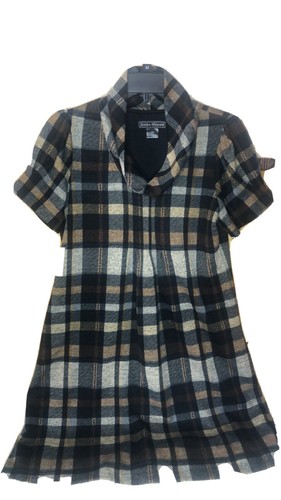 Jessica Howard Women's Brown plaid Mini Dress, Sleeves Size M 8 to 10