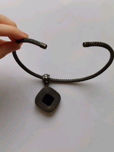 Sterling Silver 925 BA Bali Necklace With Black Onyx Large Gemstone Pendant - Picture 6 of 7