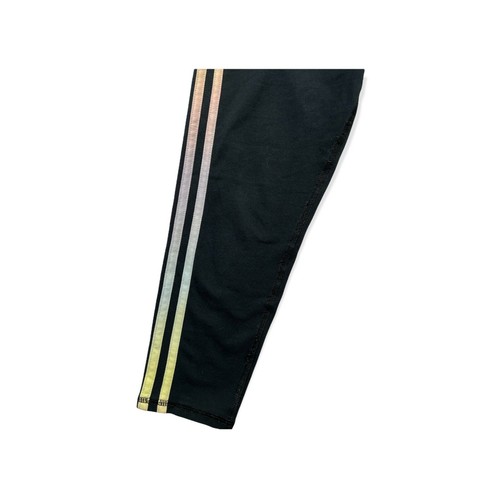 Adidas Girl’s Black Stretch Athletic Pants with Pastel Rainbow Stripes Medium  - Picture 2 of 7