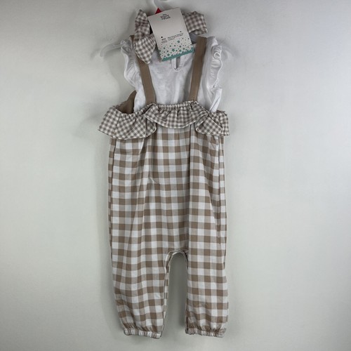 Disney Baby Girl 18 Month 3-Piece Pooh Bear Overall Shirt Headband Set Plaid NWT - Picture 2 of 6