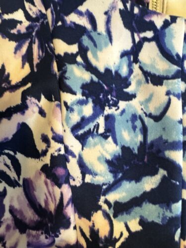 Danny & Nicole Dress 18 Floral Ivory Blue Purple Stretch Career Washable New NWT - Picture 2 of 11