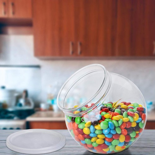 3 Pack Candy Jars with Lids 46 Oz Plastic Clear Cookie Storage Container Sweet - Picture 6 of 7