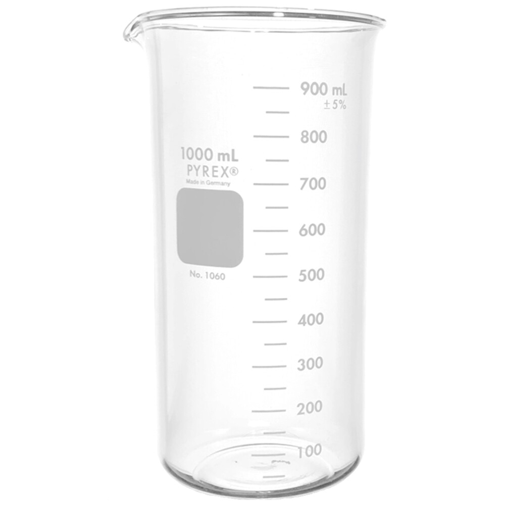 【THE MOZZ】Beaker Long One Piece PYREX 1060-1L, 1L Tall Form Beakers, with Spout, Graduated